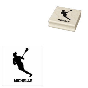 Lacrosse Player Personalized Rubber Stamp