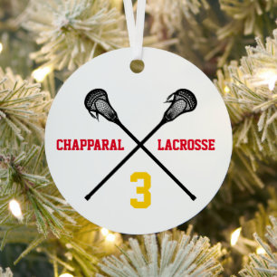 Lacrosse Player Photo Team Colors Number Sports Metal Ornament