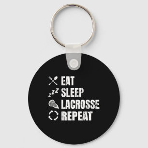 Lacrosse Player Routine Eat Sleep Lacrosse Repeat Keychain