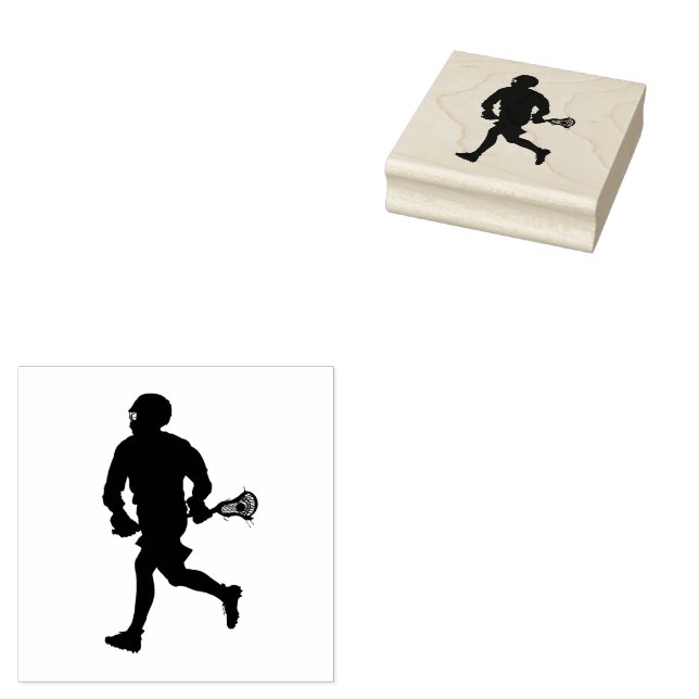 Lacrosse Player  Rubber Stamp (Stamped)