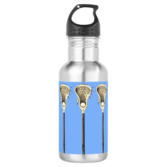 Lacrosse Player Stainless Steel Water Bottle (Front)