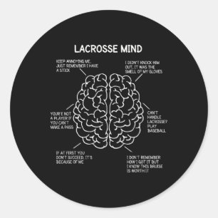 Lacrosse Player Think Sayings Brain Funny Christma Classic Round Sticker