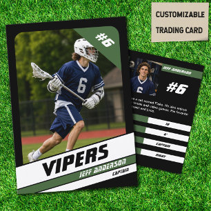 Lacrosse Player Trading Card Vibrant Green Black