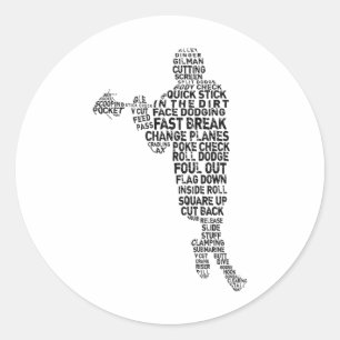 Lacrosse Player Tygraphy Classic Round Sticker