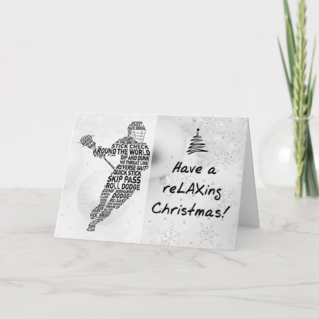 Lacrosse Player Typeography Christmas Card (Front)