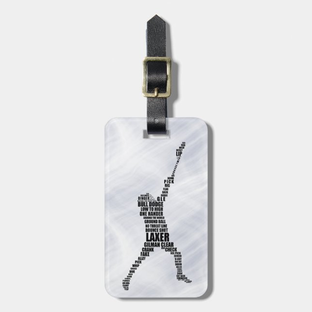 Lacrosse Player Typographic Custom Luggage Tag (Front Vertical)