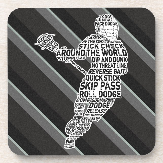 Lacrosse Player Typography Drinks Mat Drink Coaster (Front)