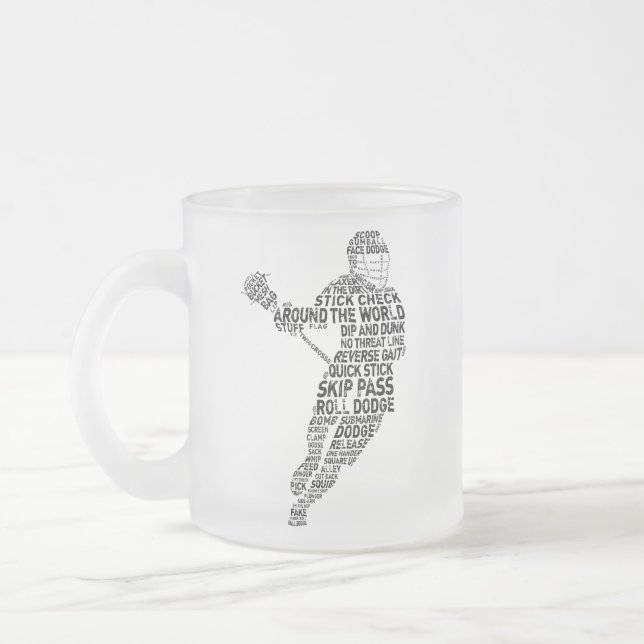 Lacrosse Player Typography Frosted Glass Coffee Mug (Left)