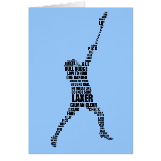 Lacrosse Player Typography Greeting Card (Front)