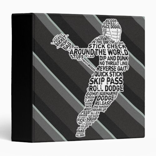 Lacrosse Player Typography Vinyl Binder
