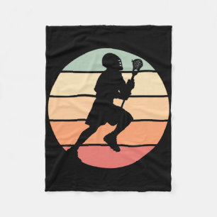 Lacrosse Player Vintage Retro Sunset Lacrosse  Fleece Blanket