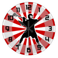 Lacrosse Player wall clock - red white black