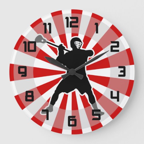 Lacrosse Player wall clock _ red white black