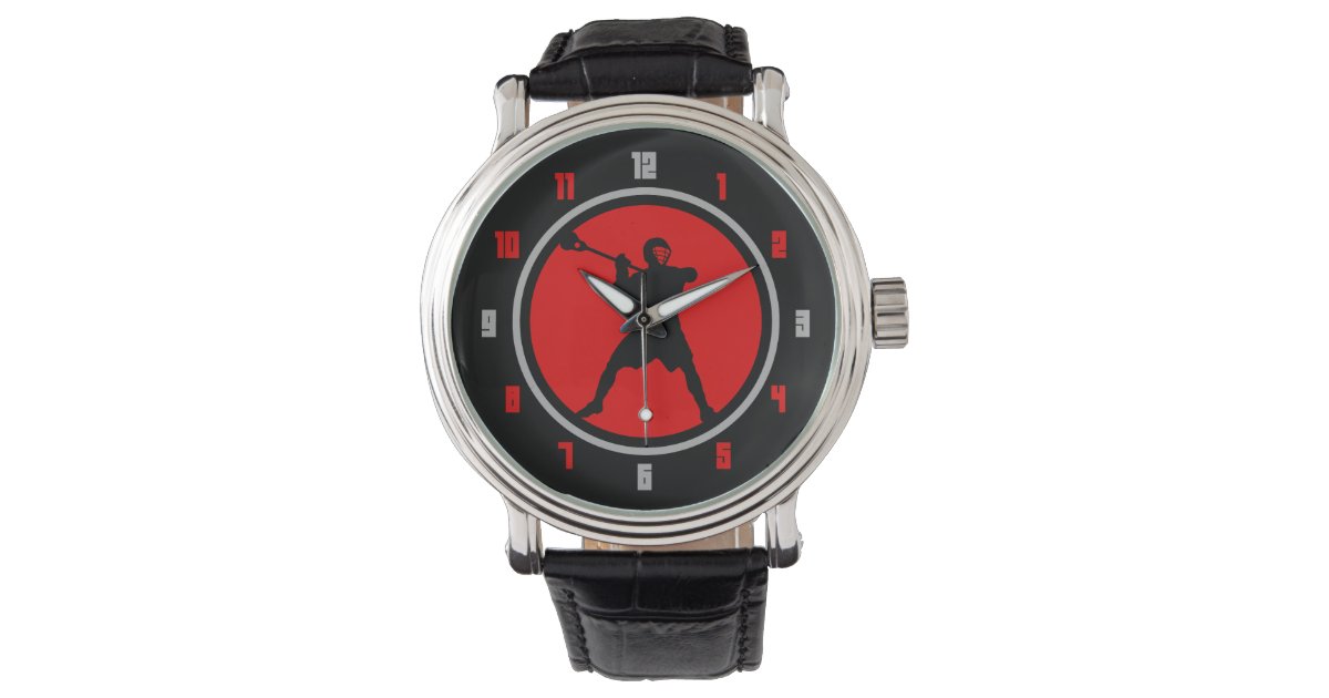 Lacrosse Player watch red / black Zazzle