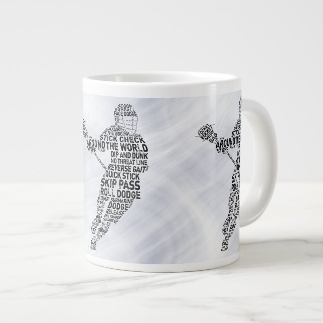 Lacrosse Player Word Art, Lax Giant Coffee Mug (Front Right)