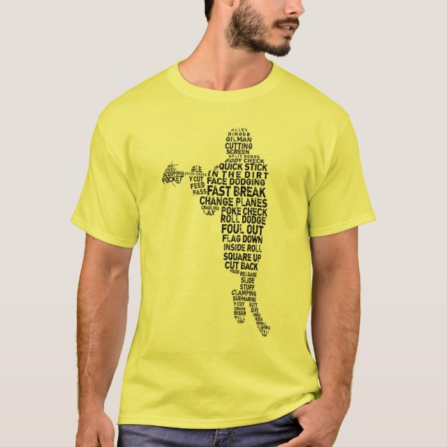 Lacrosse Player Word Art T-Shirt (Front)