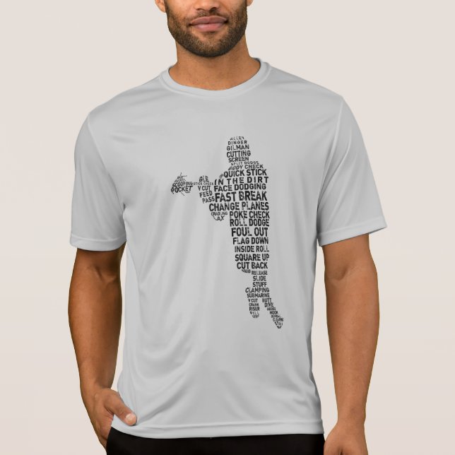 Lacrosse Player Word Art T-Shirt (Front)