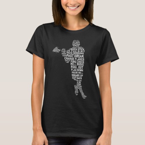 Lacrosse Player Word Art Typographic T_Shirt