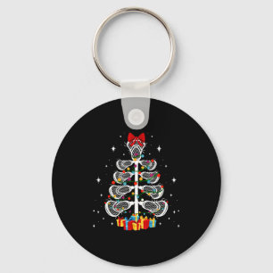Lacrosse Player Xmas Gift Lacrosse Christmas Tree Keychain