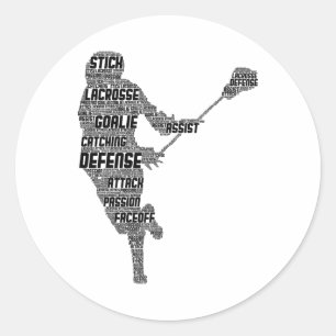 Lacrosse Player Youth Kids Men Boys Classic Round Sticker