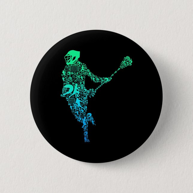 Lacrosse Player Youth Men Boys Kids  Button (Front)