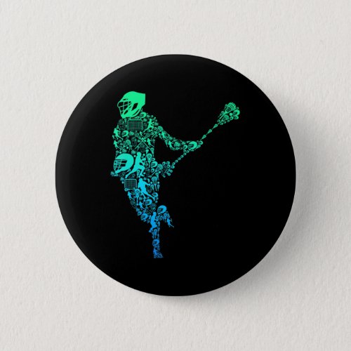 Lacrosse Player Youth Men Boys Kids  Button