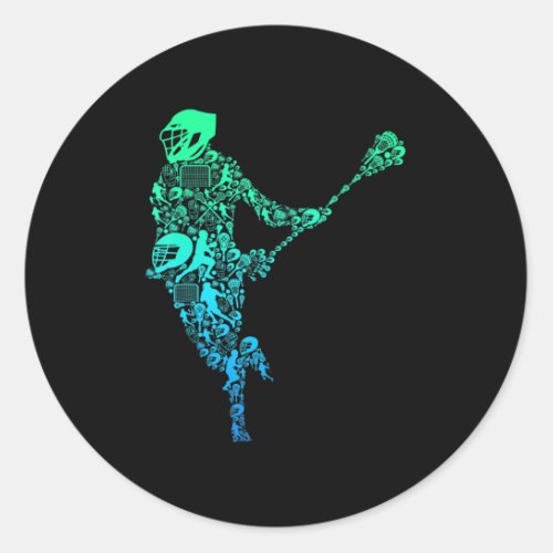 Lacrosse Player Youth Men Boys Kids  Classic Round Sticker