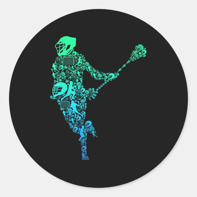 Lacrosse Player Youth Men Boys Kids  Classic Round Sticker (Front)