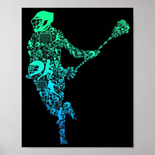 Lacrosse Player Youth Men Boys Kids  Poster