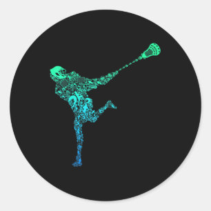 Lacrosse Player Youth Men Kids Boys Classic Round Sticker