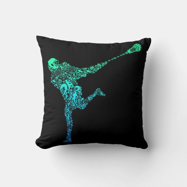 Lacrosse Player Youth Men Kids Boys  Throw Pillow (Front)