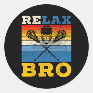 Lacrosse Players Lax Stick Sports Team Retro  Classic Round Sticker