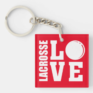 Lacrosse Players, Red Love Keychain