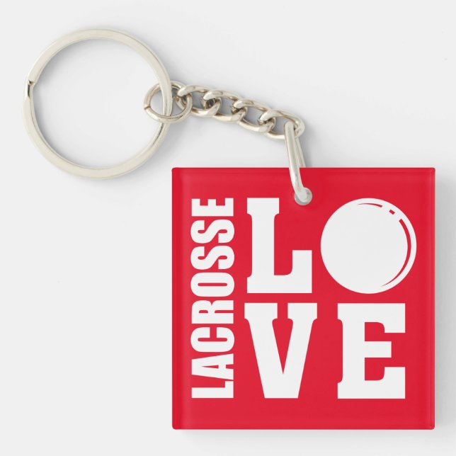 Lacrosse Players, Red Love Keychain (Front)