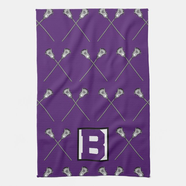 Lacrosse Purple Sports Towel (Vertical)