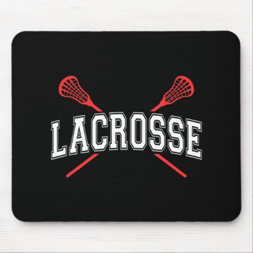 Lacrosse  Red Crossed Sticks  for youth or adult Mouse Pad