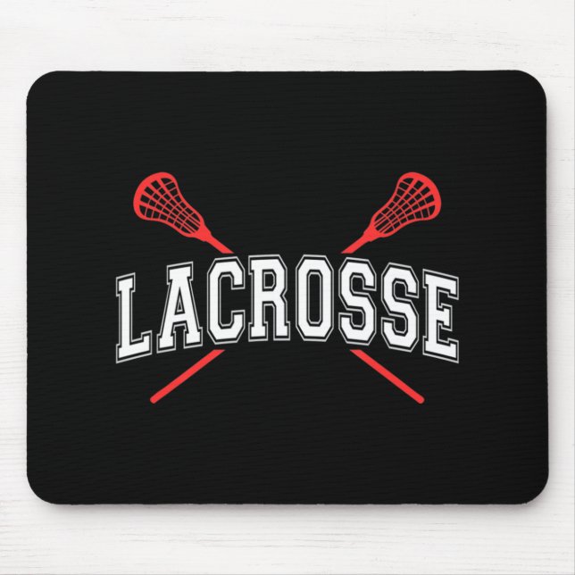 Lacrosse  Red Crossed Sticks  for youth or adult Mouse Pad (Front)