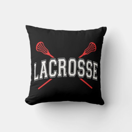 Lacrosse  Red Crossed Sticks  for youth or adult Throw Pillow