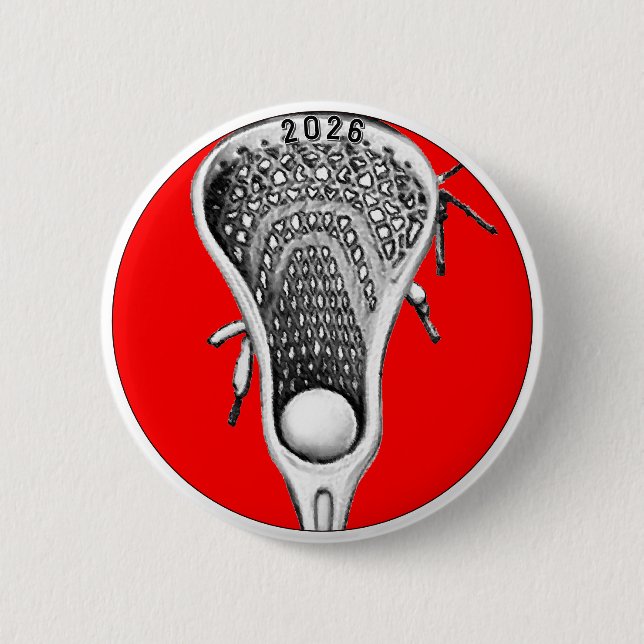Lacrosse Red Team Gifts Button (Front)