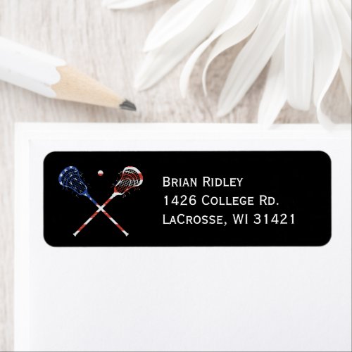 Lacrosse Return Address Labels Patriotic Sticks