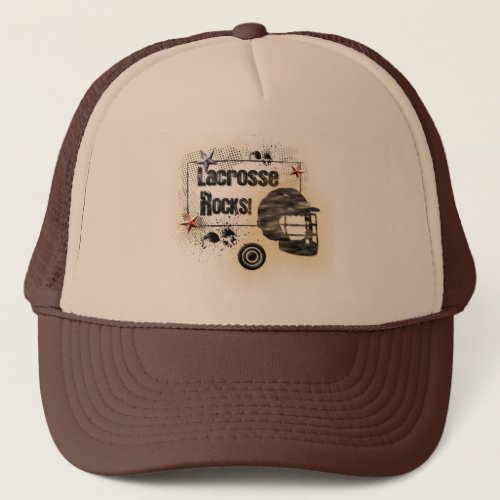 Lacrosse Rocks Cool Grungy Design Trucker Hat