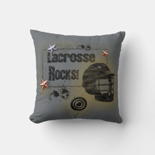Lacrosse Rocks Grungy Design Throw Pillow