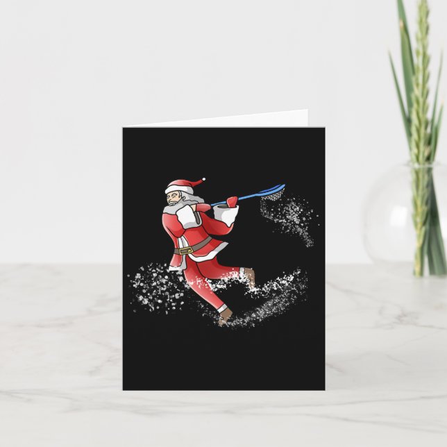 Lacrosse Santa Christmas Cool Lax Sport Ugly X-mas Card (Front)