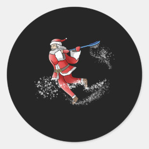 Lacrosse Santa Christmas Cool Lax Sport Ugly X-mas Classic Round Sticker