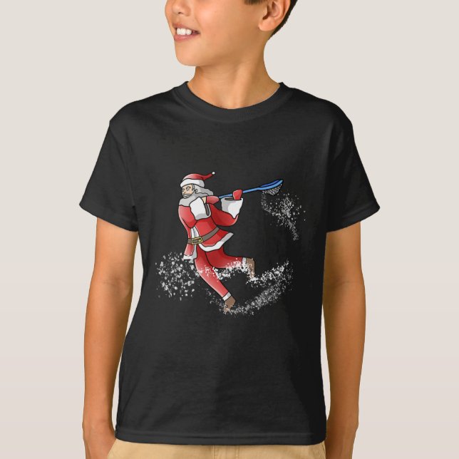 Lacrosse Santa Christmas Cool Lax Sport Ugly X-mas T-Shirt (Front)