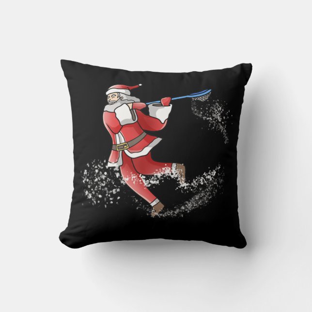 Lacrosse Santa Christmas Cool Lax Sport Ugly X-Mas Throw Pillow (Front)