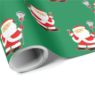 Lacrosse Santa Claus Wrapping Paper