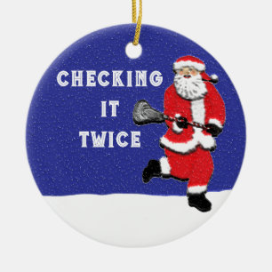 Lacrosse Santa Collectible Ceramic Ornament