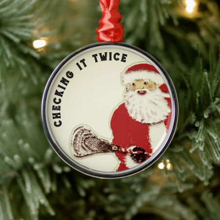 Lacrosse Santa Collectible Metal Ornament