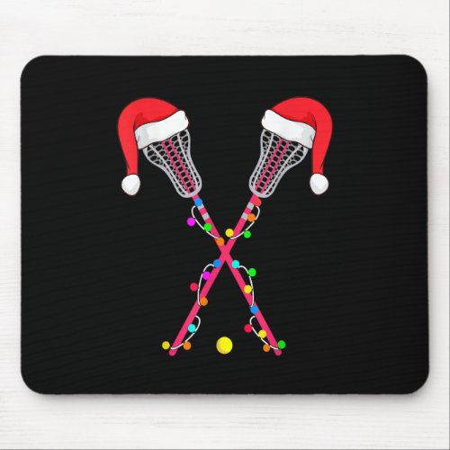 Lacrosse Santa Hat Christmas Lights Funny Sport Xm Mouse Pad